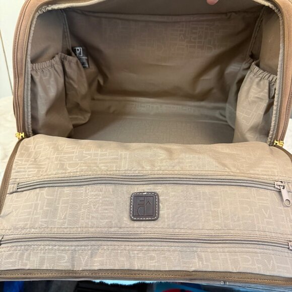 Vtg Diane von Furstenberg Brown Travel Bag Adjustable Strap W/ Brass Hardware - Picture 10 of 13